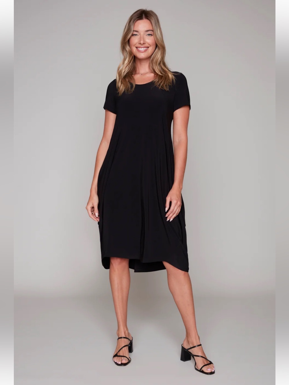 Compli K Jersey Knit A Line Dress 33115 Lagenlook Flowy Black Size Small